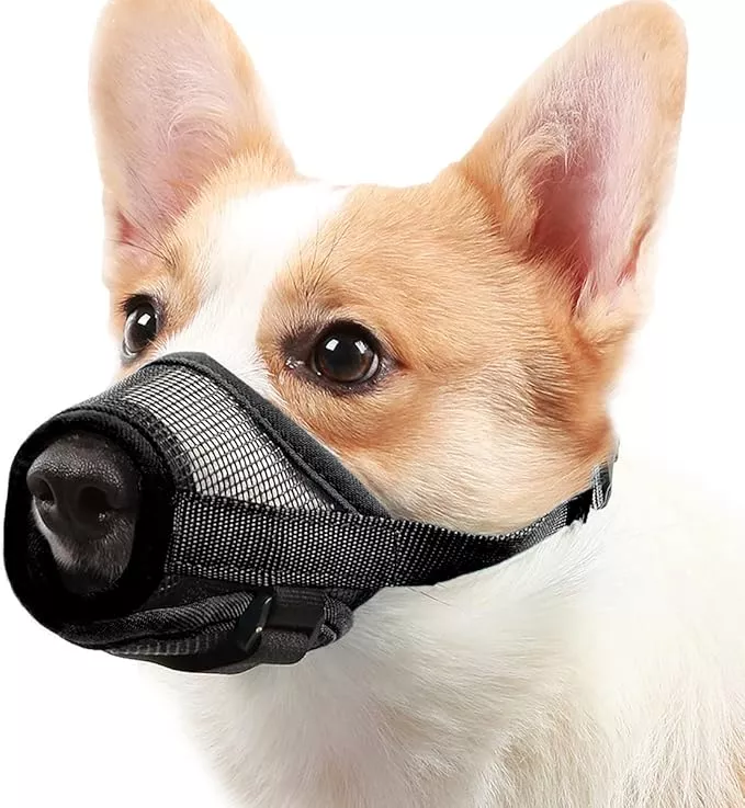 Mayerzon Dog Muzzle with Adjustable Strap to Prevent Biting Fierce Barking and Chewing, Air Mesh Breathable Pet Muzzles for Small Medium Large Dogs