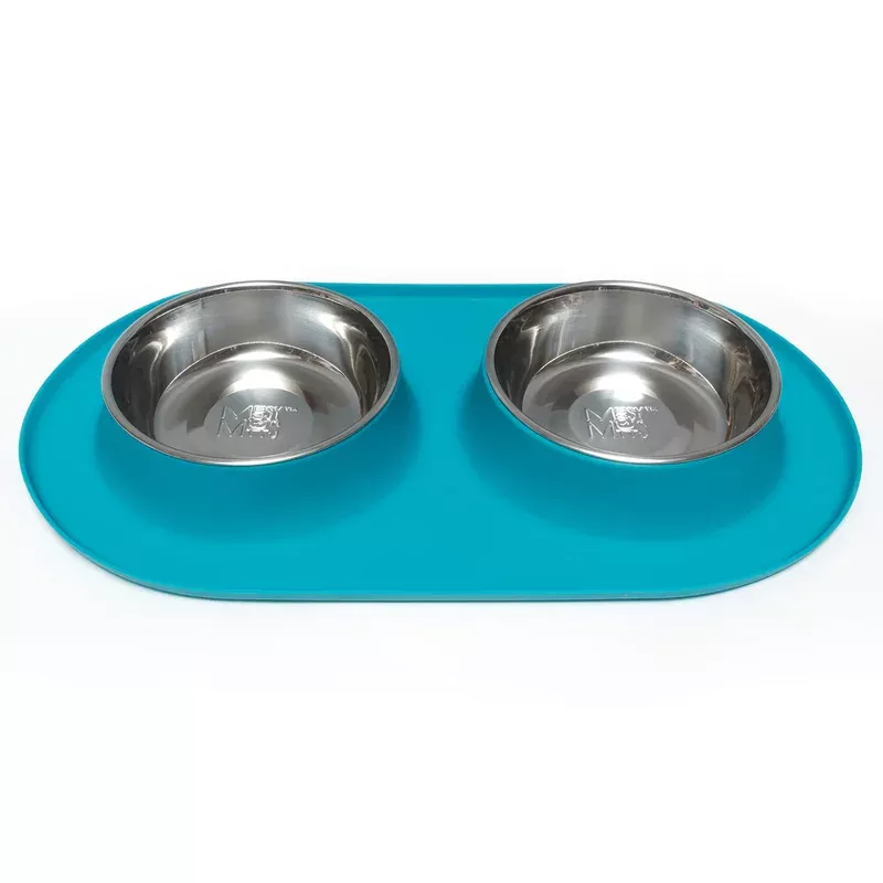 Messy Mutts Double Silicone Feeder Blue Large