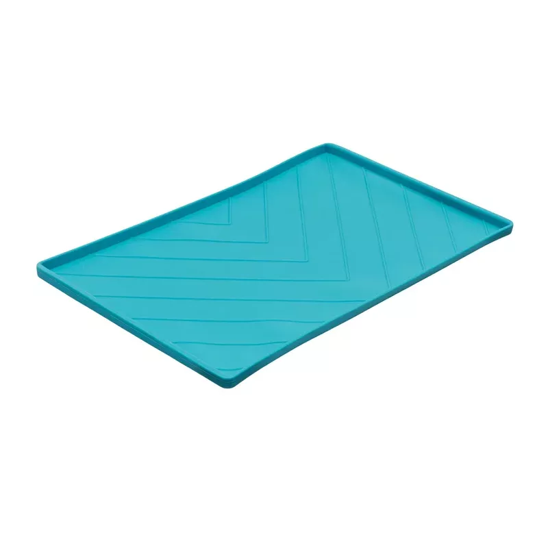 Messy Mutts Silicone Food Mat Raised Edge Blue Medium 20″ x 12″