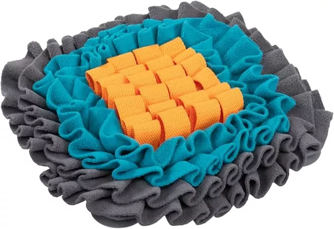 Messy Mutts Square Forage Mat with Suction Cups on Back for Stability | 11” x 11” Snuffle Mat Puzzle for Dogs | Stimulating Sniffing Interactive Puzzle for Dogs