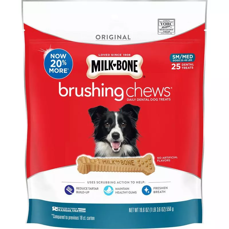 Milk-Bone Brushing Chews Dog Treat Original SM/MD 25-49lb 25ct