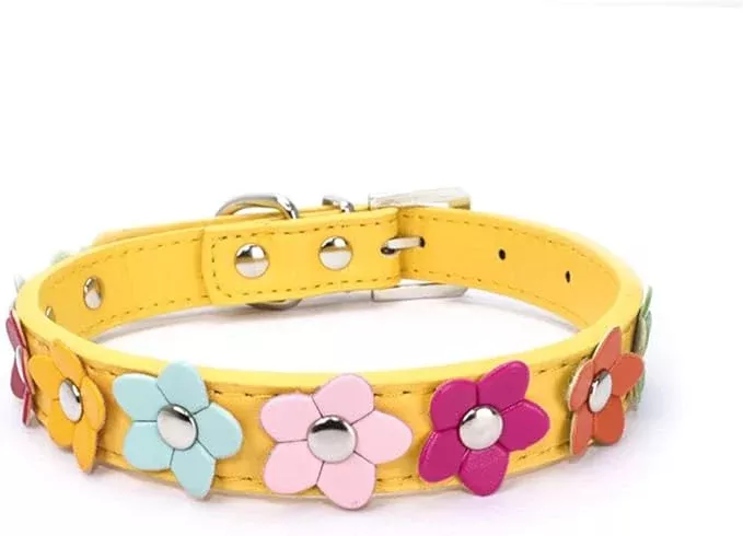 Mini Colorful Flower Puppy Dog Collar Girl Cat Collars Yellow S