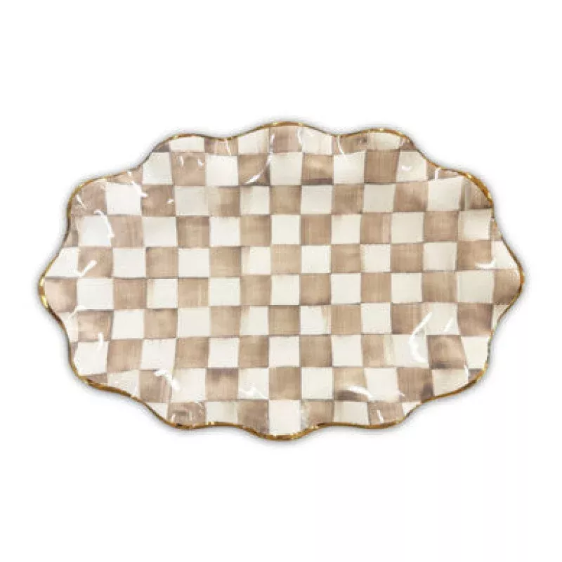 Mocha Check Ceramic Serving Platter