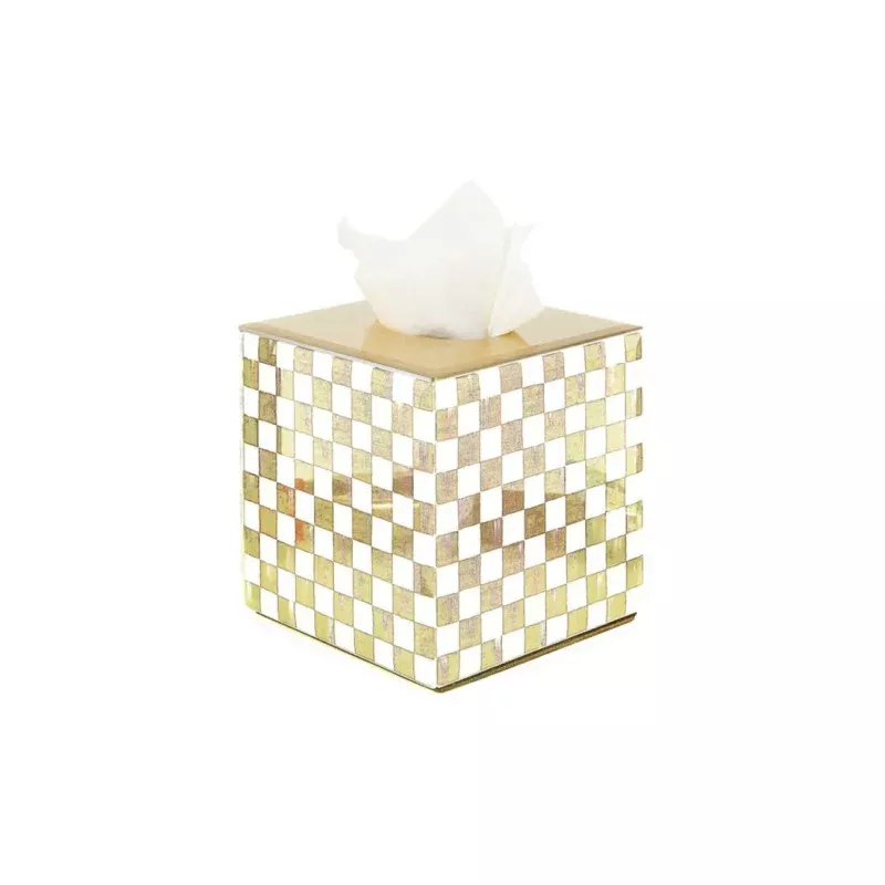 Mocha Check Glass Boutique Tissue Box Cover