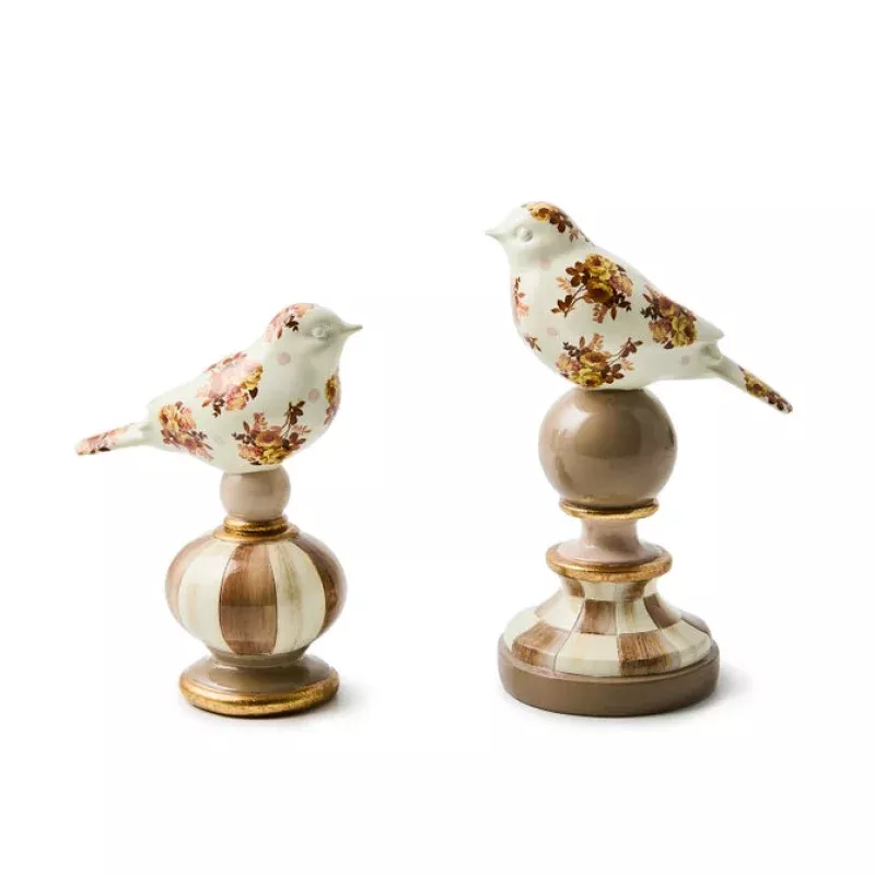 Mocha Wild Rose Bird Topiaries – Sold Individually