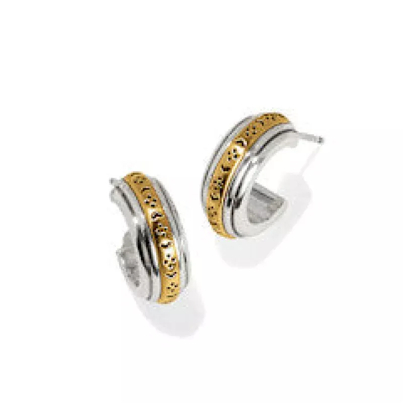Mosaic Two Tone Mini Hoop Post Earrings