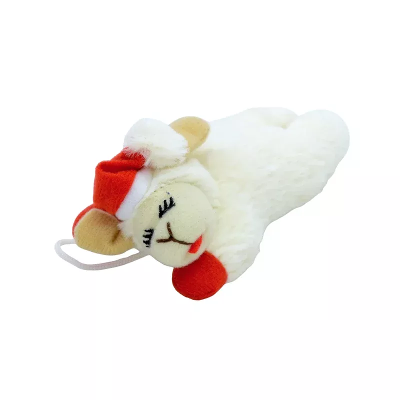 Multipet Holiday Lamb Chop w/ Santa Hat Cat Toy 4″