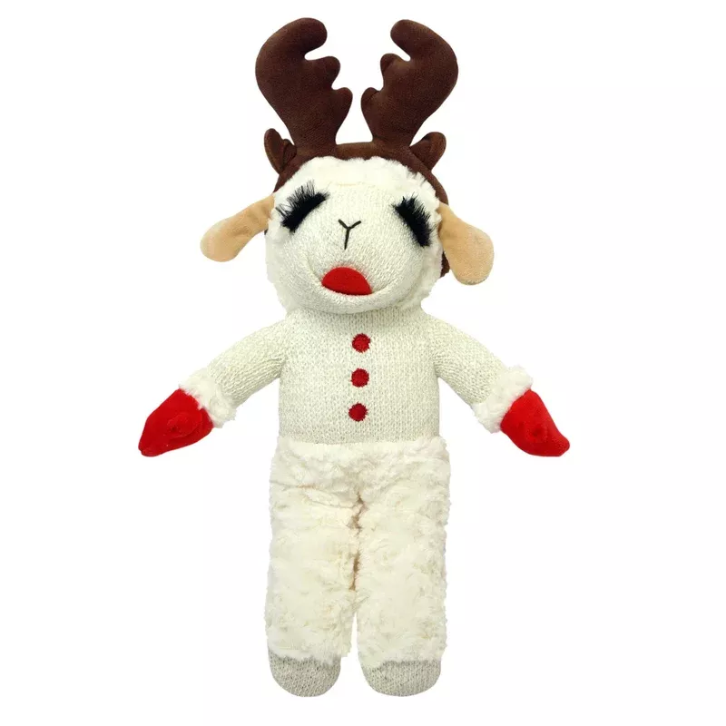 Multipet Lamb Chop Standing w/ Antlers Dog Toy 13″