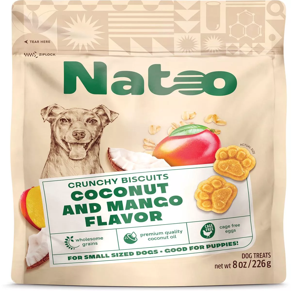 Natoo Crunchy Dog Biscuits Coconut & Mango 8 oz