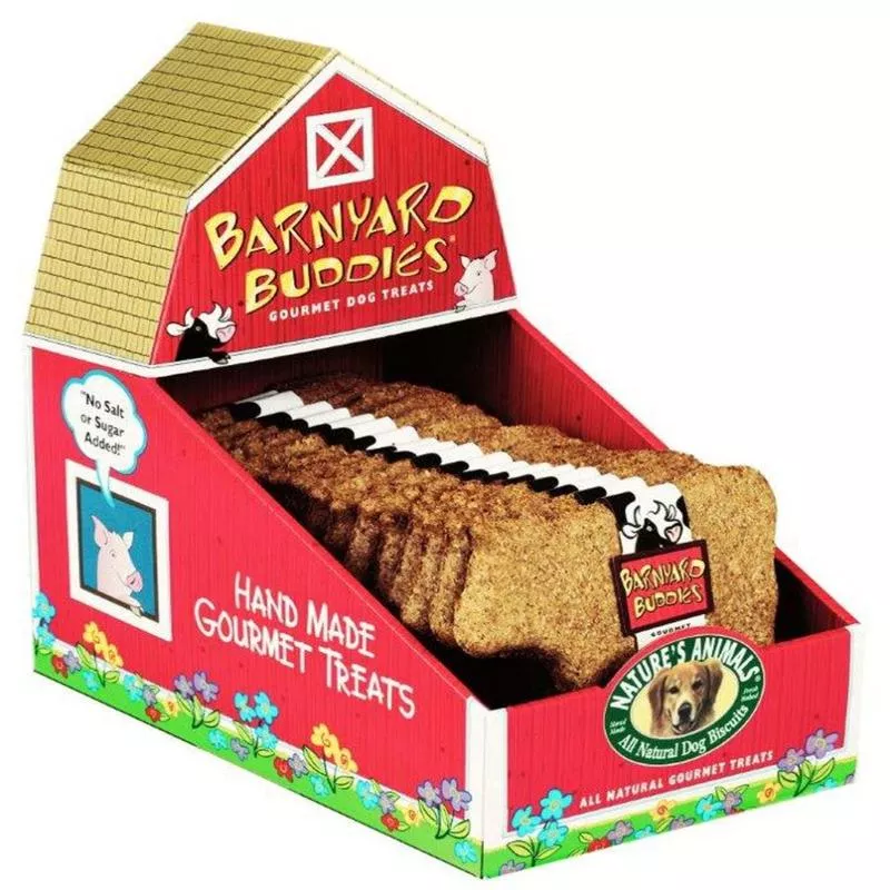 Natures Animals Barnyard Buddies Pig Shaped Dog Biscuit Display Bacon & Cheese 6 in 18 ct