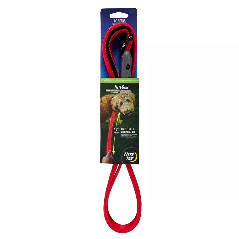 Nite Ize NiteDog Rechargeable LED Leash – Red/Red LED