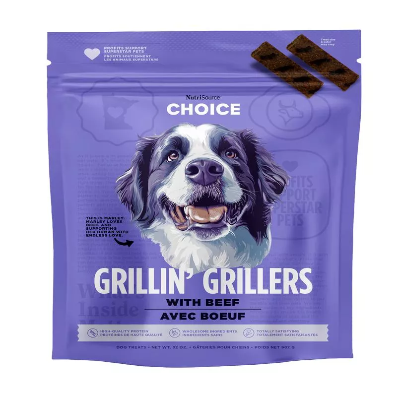 NutriSource Choice Grillin’ Grillers Dog Treats Beef 32 oz