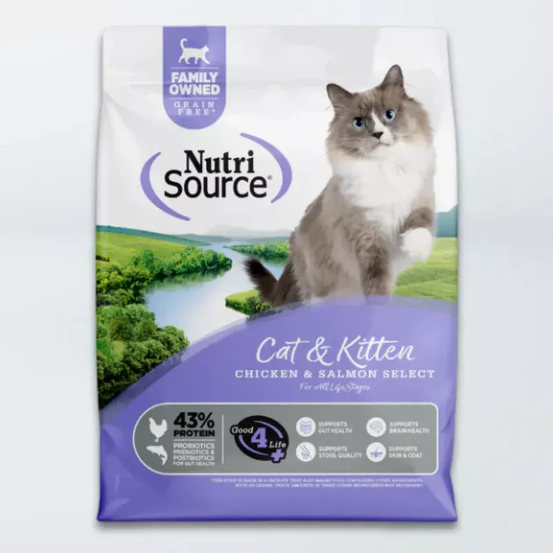 NutriSource Select Grain Free Cat & Kitten Dry Food – Chicken & Salmon – 12lb Bag
