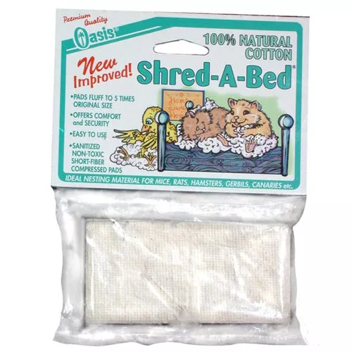 Oasis, Oasis Shred-A-Bed Hamster Bedding, White, 1 Each/2 In X 2 in, 6 Pack