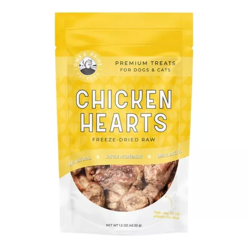 Oma’s Pride Dog Freeze-Dried Chicken Hearts 1.5oz