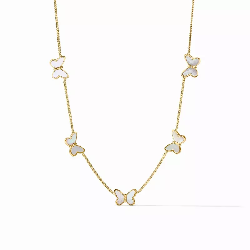 Papillon Delicate Station Necklace Mother of Pearl