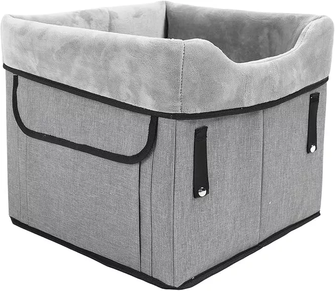Pet Car Seat, Small Dog Car Seat for Small Dogs, Adjustable Strap Oxford Fabric Dog Booster Seat, Portable Puppy Dog Car Seat with Thick Cushion and Storage Pockets