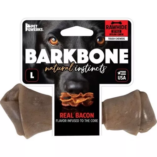 Pet Qwerks, Barkbone Usa Rawhide Style Nylon Dog Chew, Large,Bacon