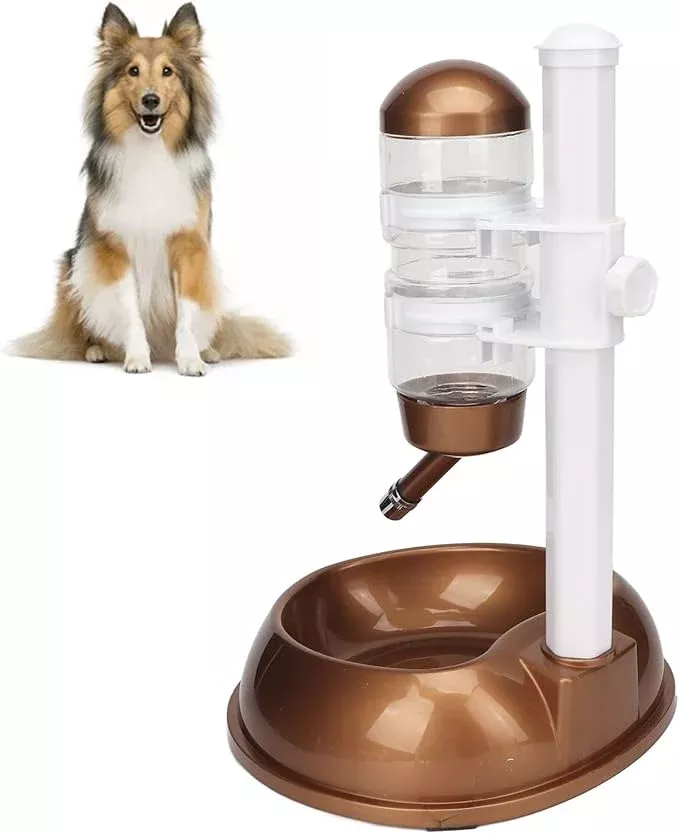 Pet Stand-Up Water Fountain - Multi-functional Dog Automatic Water and Food Feeder with Detachable Pole - Automatic Feeding