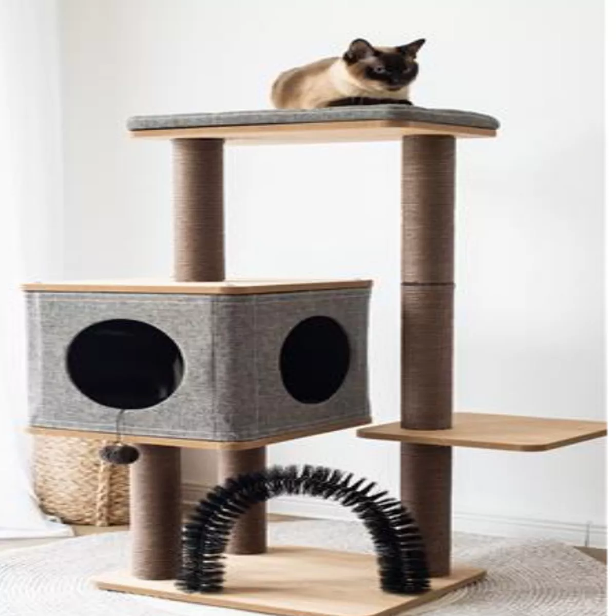Petpals Minimalistic Wooden Medium Cat Tower