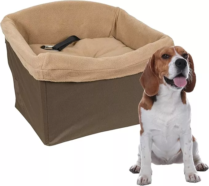 PetSafe Happy Ride Dog Safety Seat – Dedicated Pet Car Seat for Small Dogs – Elevated Booster Seat – Fleece Liner Booster Seat – Machine Washable – Fits Most Cars, Trucks & SUVs
