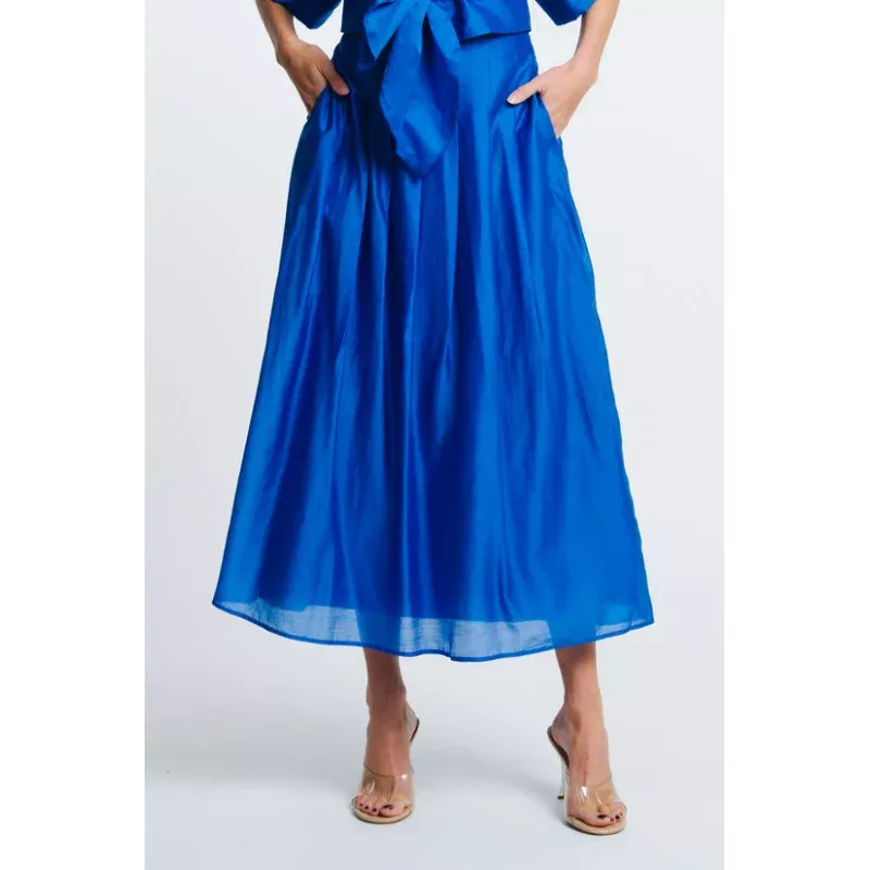 Pheona High Waisted Pleated Midi Skirt