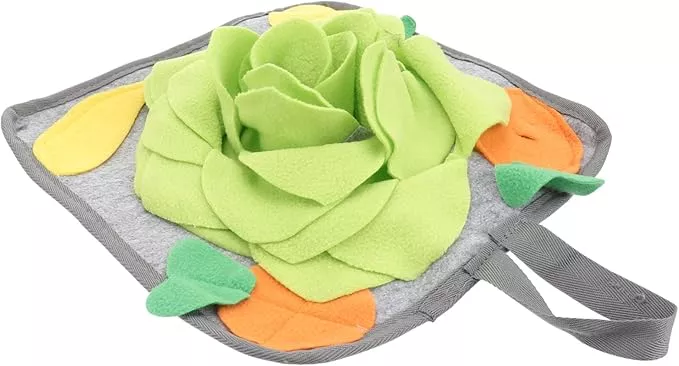 POPETPOP Rabbit Snuffle Mat Interactive Foraging Toy for Small Animals Durable Feeding Mat for Bunnies Helps with Slow Feeding Random Patterns Green