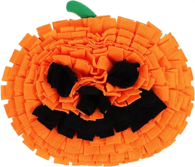 Pumpkin Snuffle Mat for Dogs Interactive Sniffing Toy for Large Breeds Bright Fleece Mental Feeding Mat Training Cushion