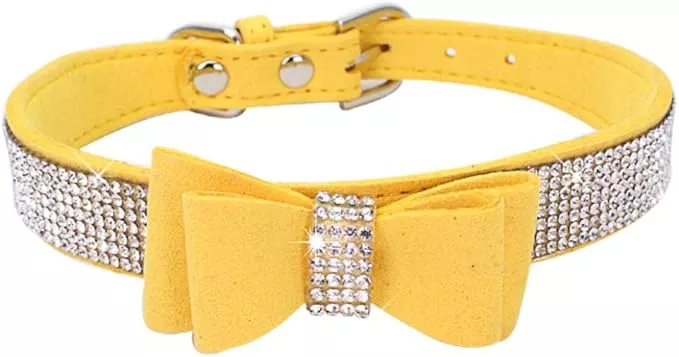 Puppy Dog Collar with Rhinestone Bow Knot Crystal Diamond Colorful Bling Girl Cat Collars XS Small Medium Large