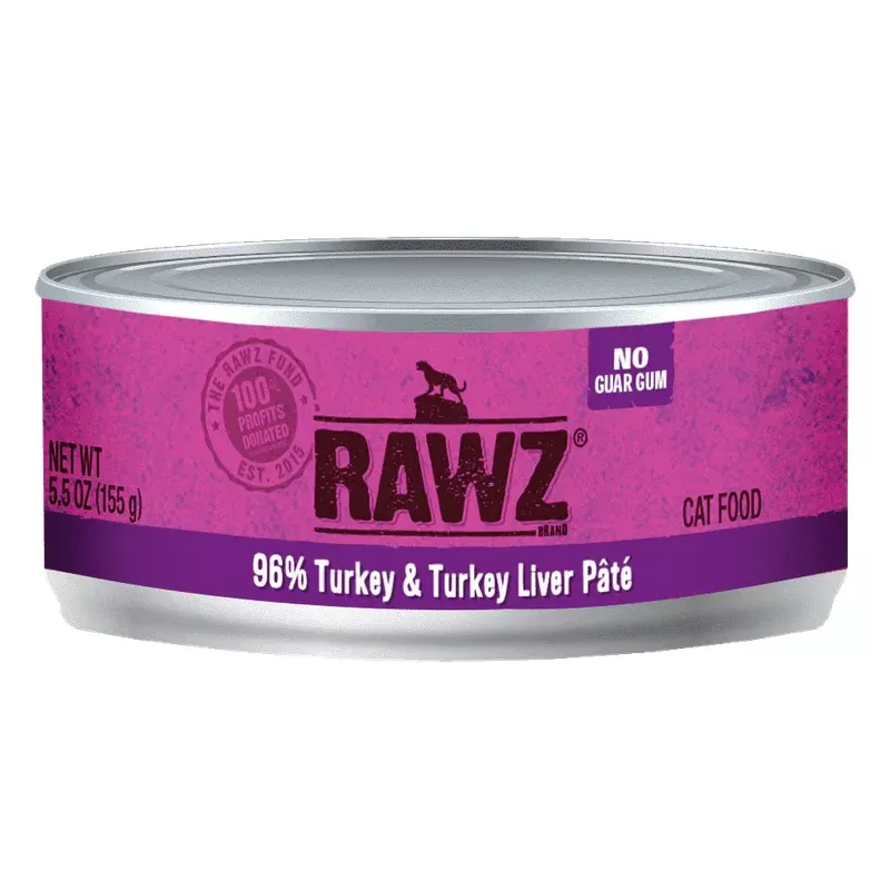 Raws Wet Cat Food 5.5oz Pate 96% Turkey Liver
