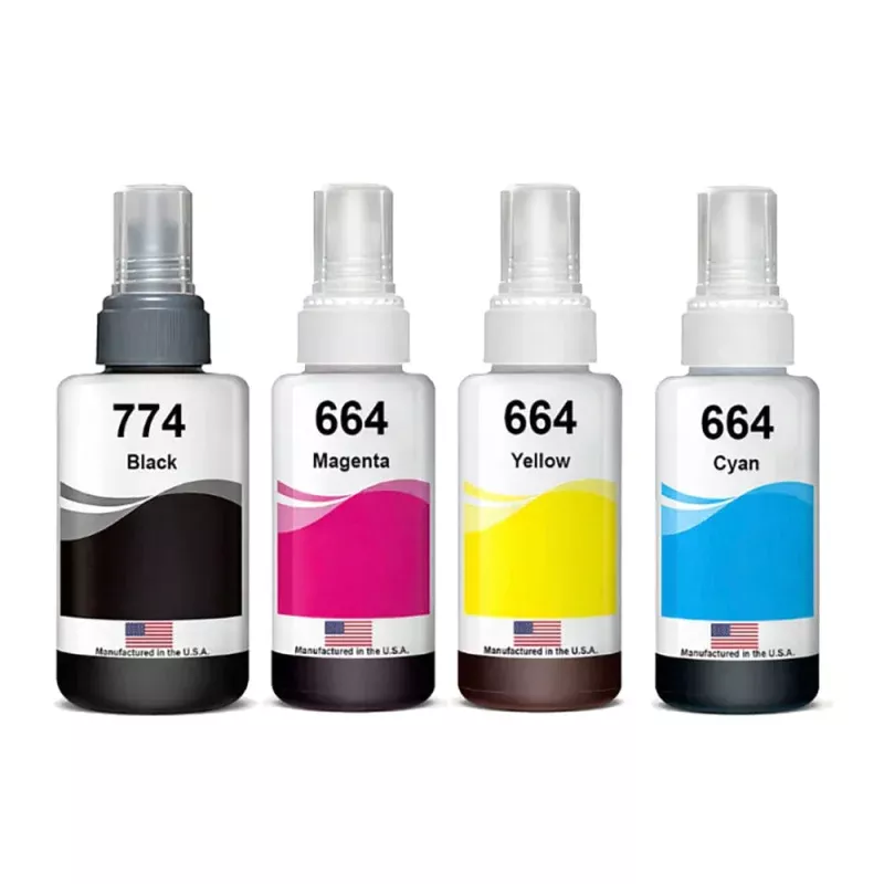 Replacement Ink Bottle Combo Pack for Epson 774 140ml Black / Epson 644 70ml 3 Color Pack
