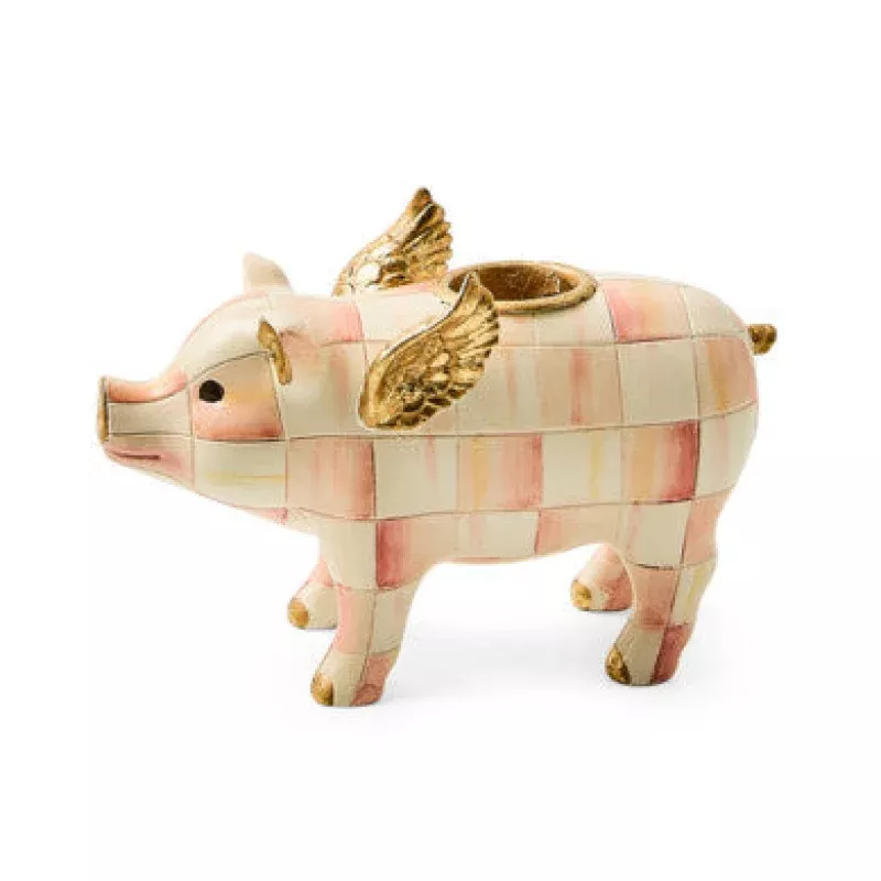 Rosy Check Flying Pig Candle Holder