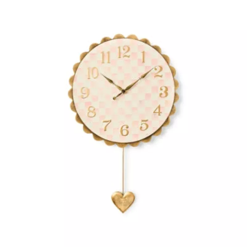 Rosy Check Heart Pendant Clock