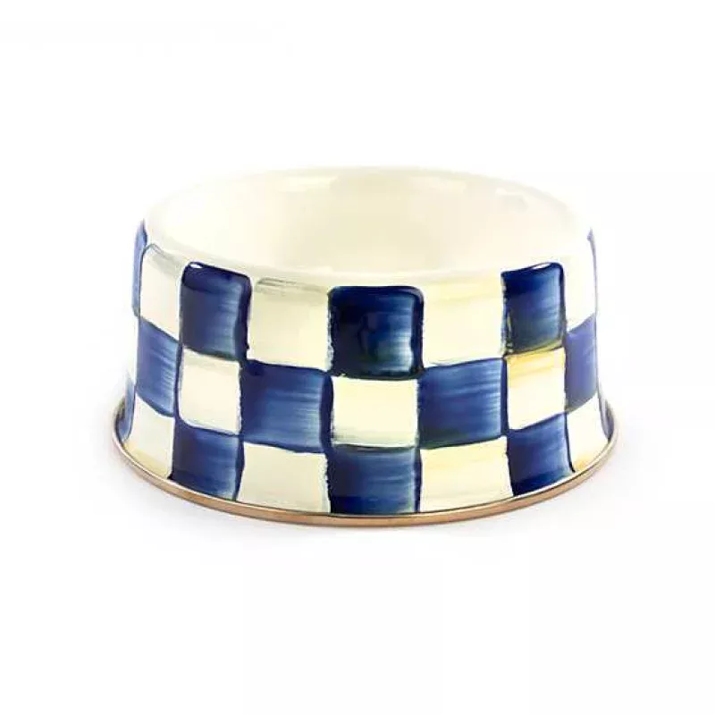 Royal Check Enamel Pet Dish – Medium