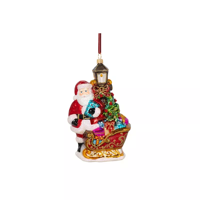 Santa with Sleigh and Lantern Ornament