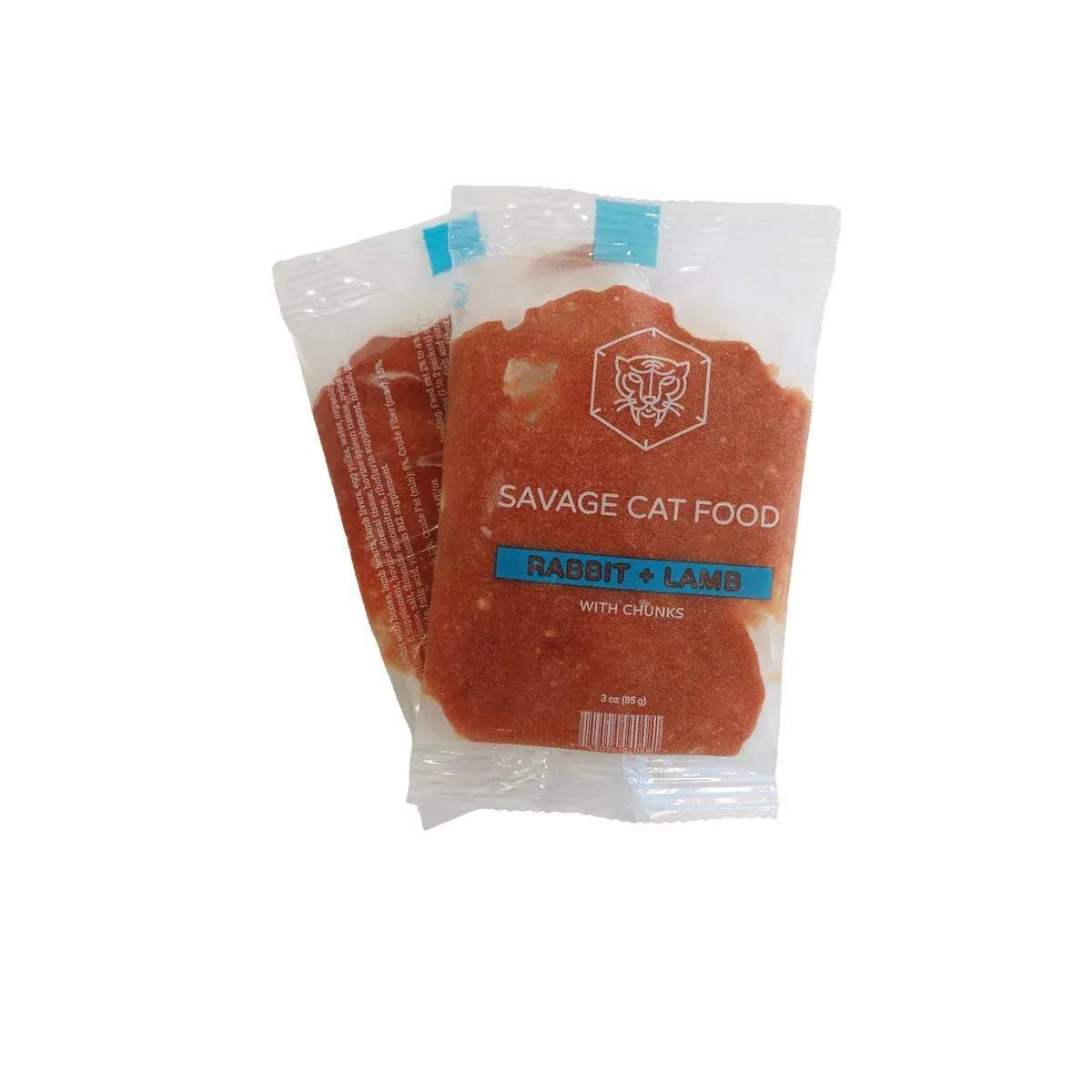 Savage Cat Frozen Raw Cat Food – Rabbit & Lamb – 3oz Pouch