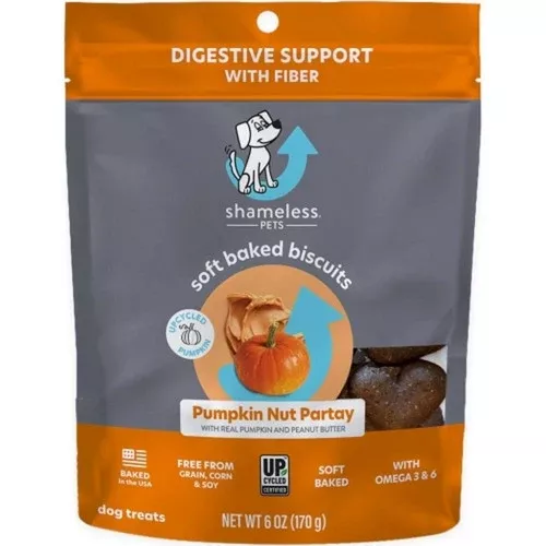 Shameless Pets, Shameless Soft Baked Dog Biscuits, 6 Oz, Pumpkin/Peanut