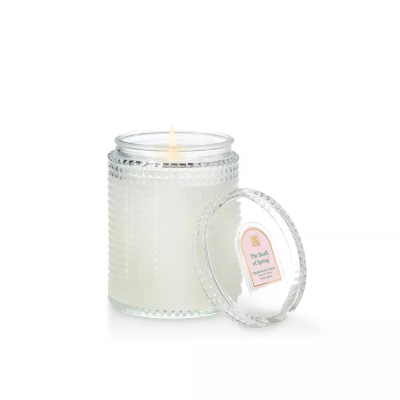 The Smell of Spring – 15oz Textured Glass Candle with Lid
