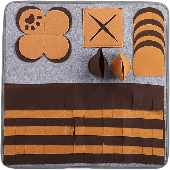 Sniffing Pad for Dogs and Cats, Interactive Foraging Mat, Felt Nose Work Mat with Skid Particles, Hide Treats for Sniffing Training and Play,