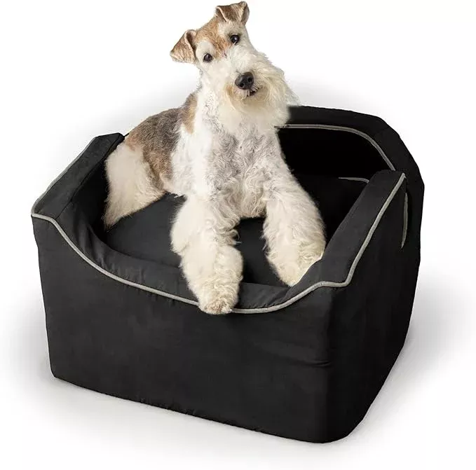 Snoozer Lookout I Dog Car Seat – Small Dog & Puppy Car Seat, Booster Bed for Small and Medium Size Pets up to 25 Lbs, Elevated, Washable – Medium