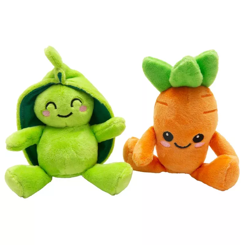 SnugArooz Pea and Carrot Plush Dog Toy 4″ 2pk