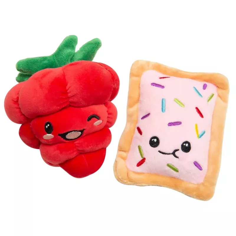 SnugArooz Poptart and Raspberry Plush Dog Toy 4″ 2pk