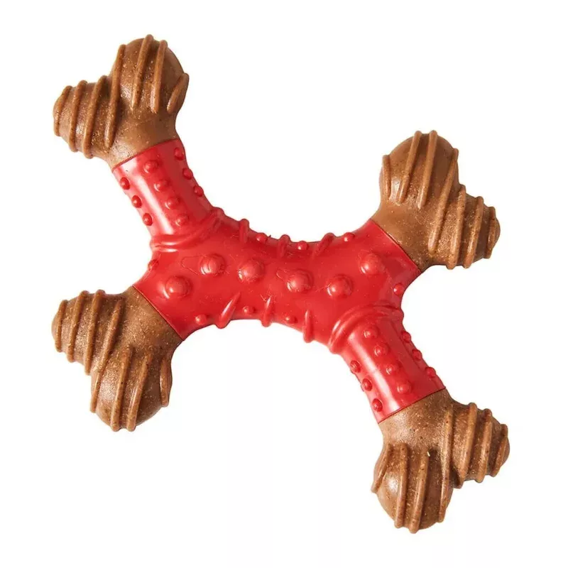 Spot Holiday Bambone X-Bone Dental Gingerbread Dog Toy 6″