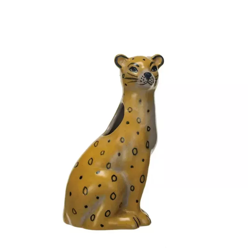 Stoneware Leopard Shaped Vase
