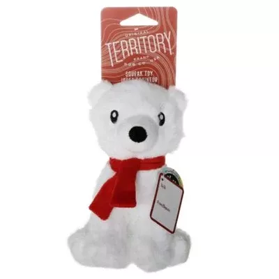 Territory Plush Polar Bear Dog Toy – 8″