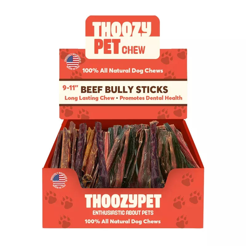 ThoozyPet USA-Sourced Beef BullyStick Dog Chews9-11″35ct