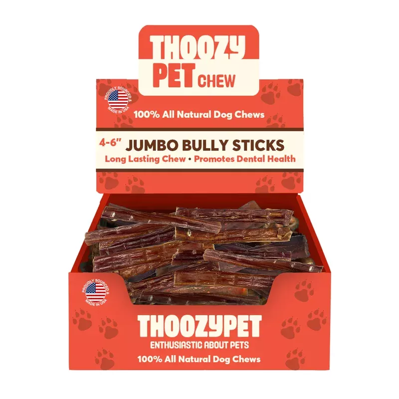 ThoozyPet USA-Sourced Jumbo Beef BullyStick Dog Chews4-6″35ct