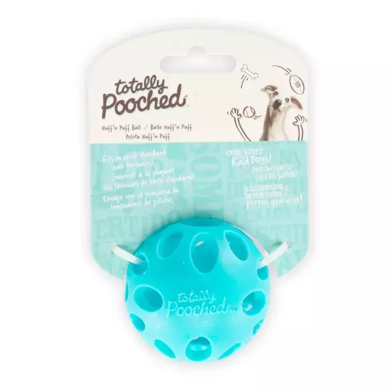 Totally Pooched Huff’n Puff Rubber Ball, Teal