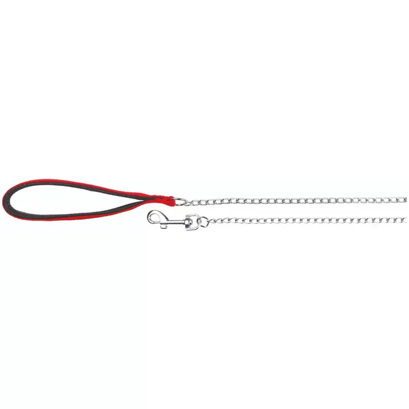 Trixie Chain Leash with Nylon Hand Loop for Dogs (Red)