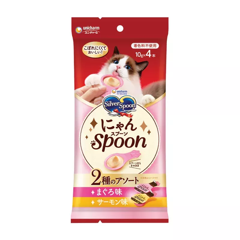 Unicharm Cat Treat Silver Spoon Tuna & Salmon 10g x 4